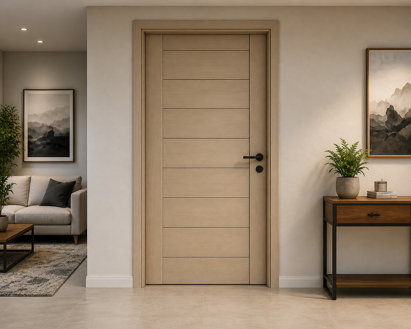 Smooth interior panel fiber door for bedrooms and office spaces in Coimbatore — termite-proof