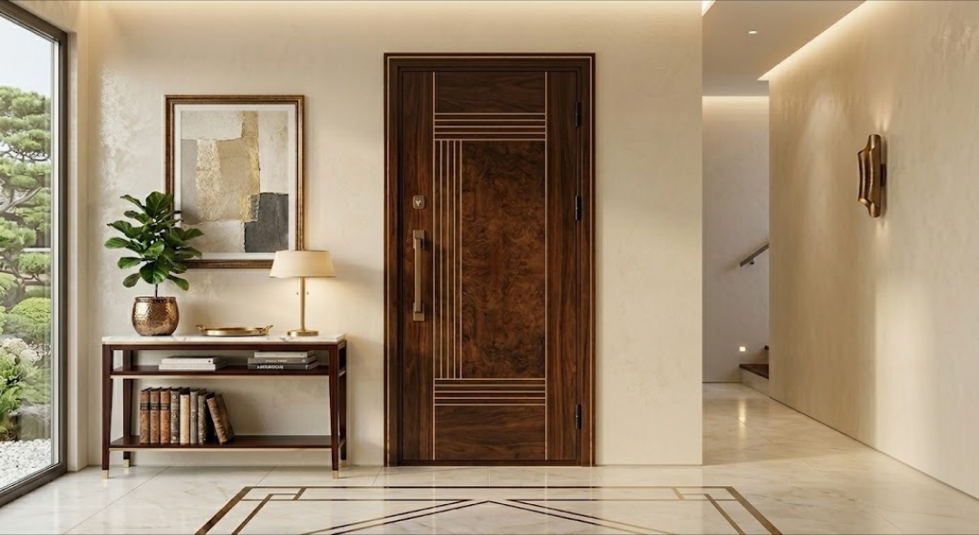 Premium fiber door with elegant wooden finish — moisture-resistant and low-maintenance for villas in Coimbatore
