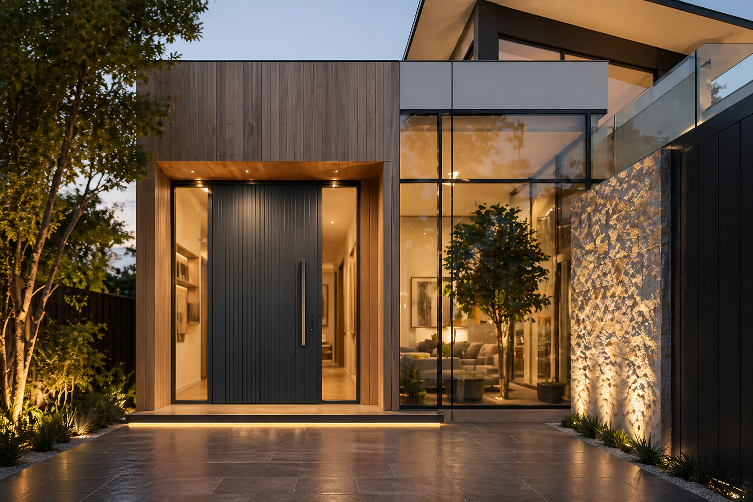 Fiber door installed in modern villa interior in Coimbatore showing wood-finish and sleek design