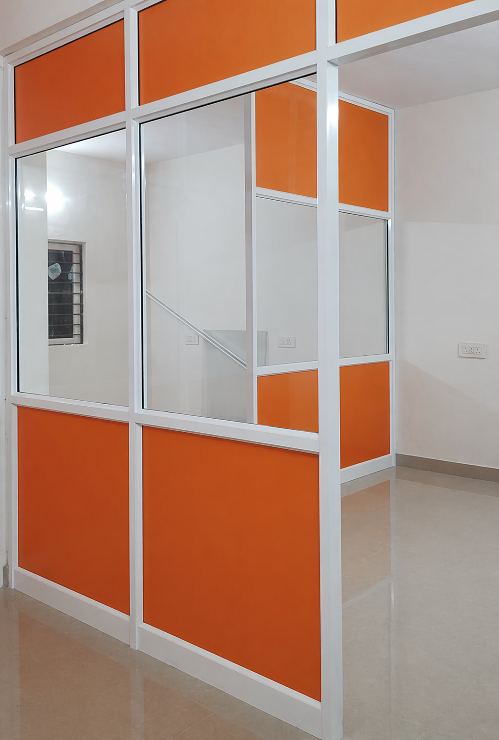 Fiber door installation completed by MG Windows and Doors in a residential apartment, Coimbatore
